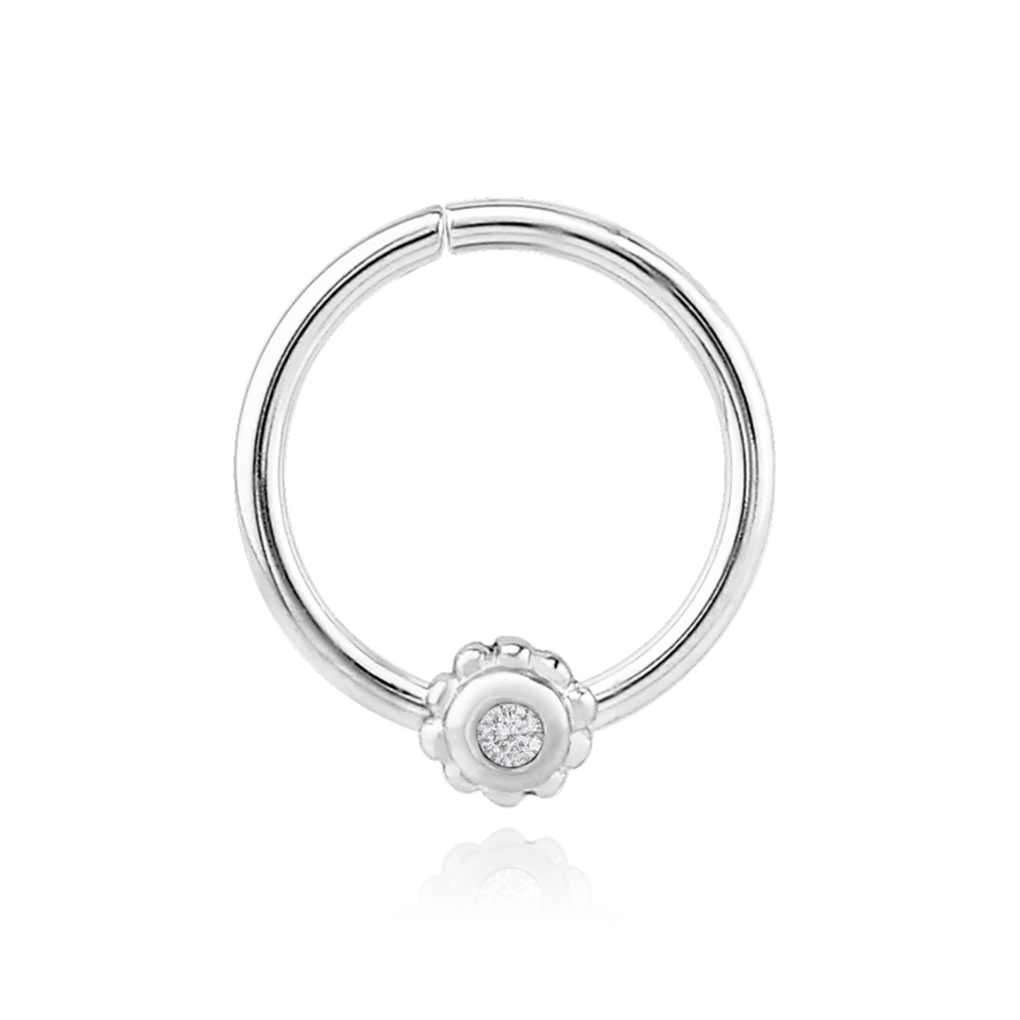 14K Solid Gold Flower Rook Radiant Hoop Cushionblue