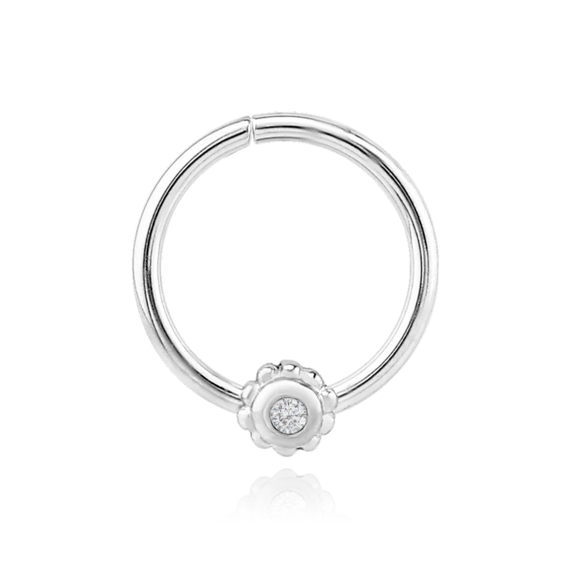 14K Solid Gold Flower Rook Radiant Hoop Cushionblue