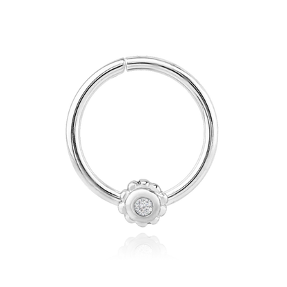 14K Solid Gold Flower Rook Radiant Hoop Cushionblue