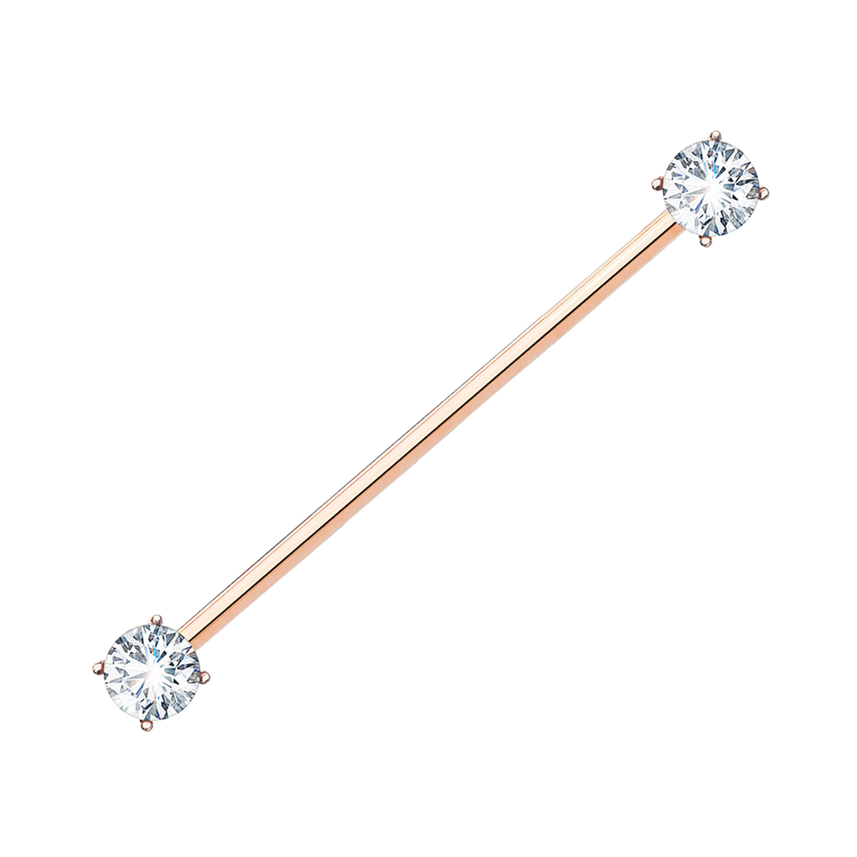 14K Gold Twin Diamond Industrial Barbell Cushionblue