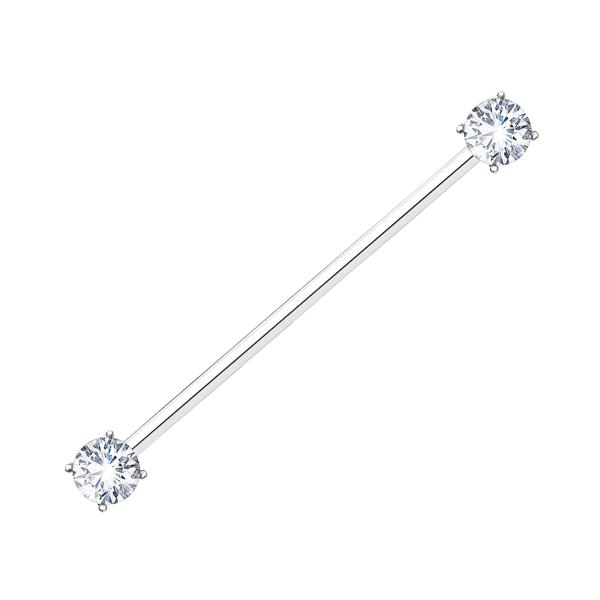 14K Gold Twin Diamond Industrial Barbell Cushionblue