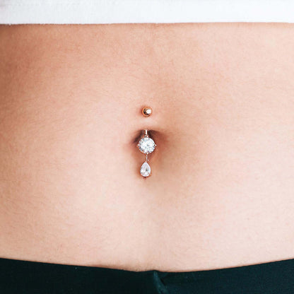 Dangle Pear Shape Diamond Belly Ring Cushionblue