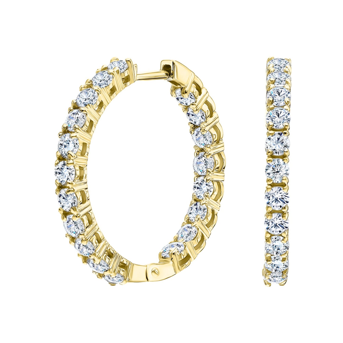 14k Gold Inside out Diamond Hoops Cushionblue