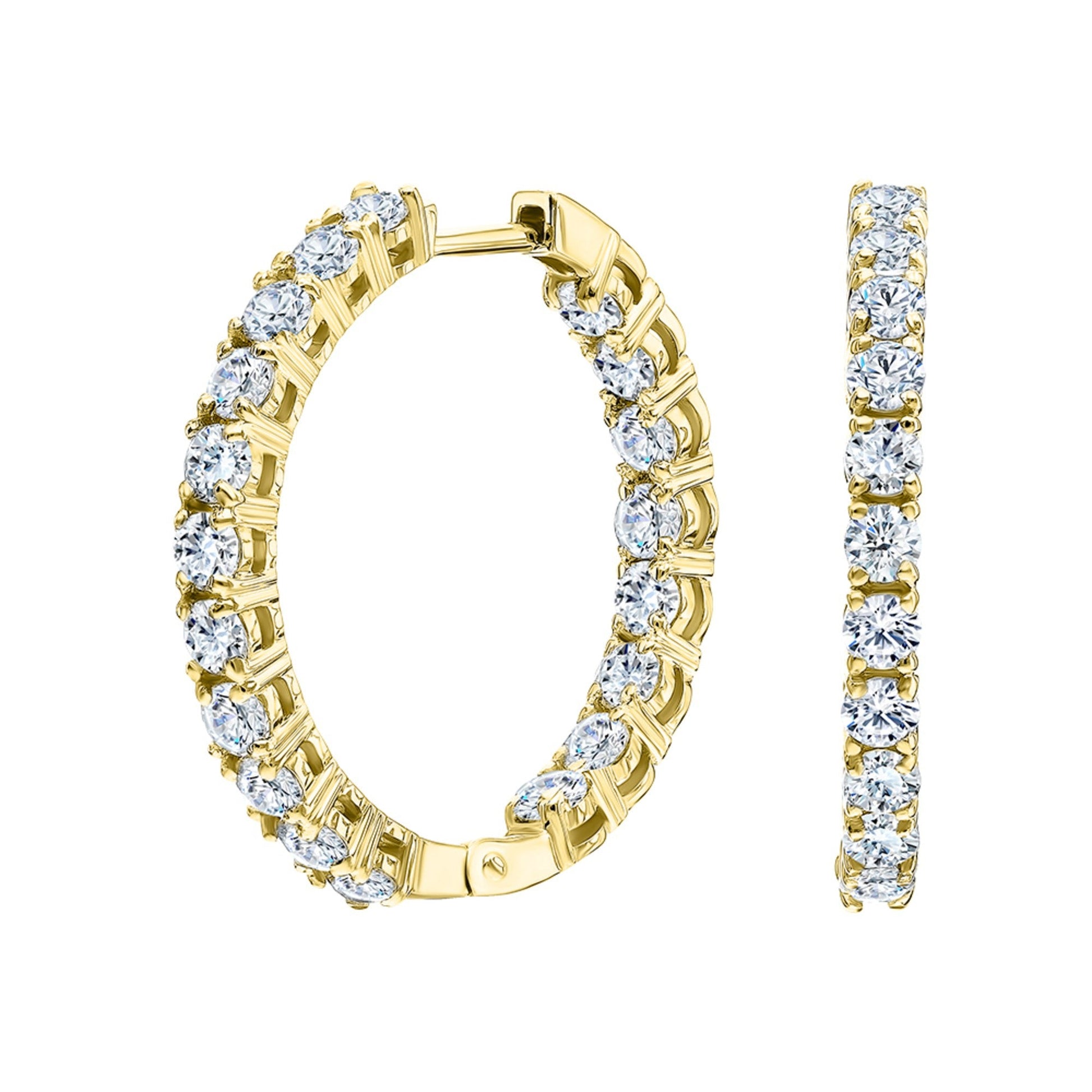 14k Gold Inside out Diamond Hoops Cushionblue