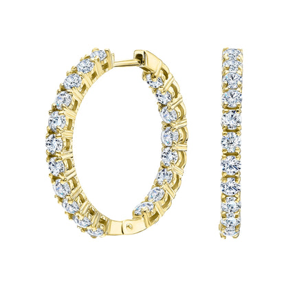 14k Gold Inside out Diamond Hoops Cushionblue