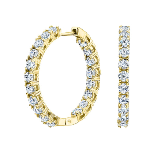 14k Gold Inside out Diamond Hoops Cushionblue