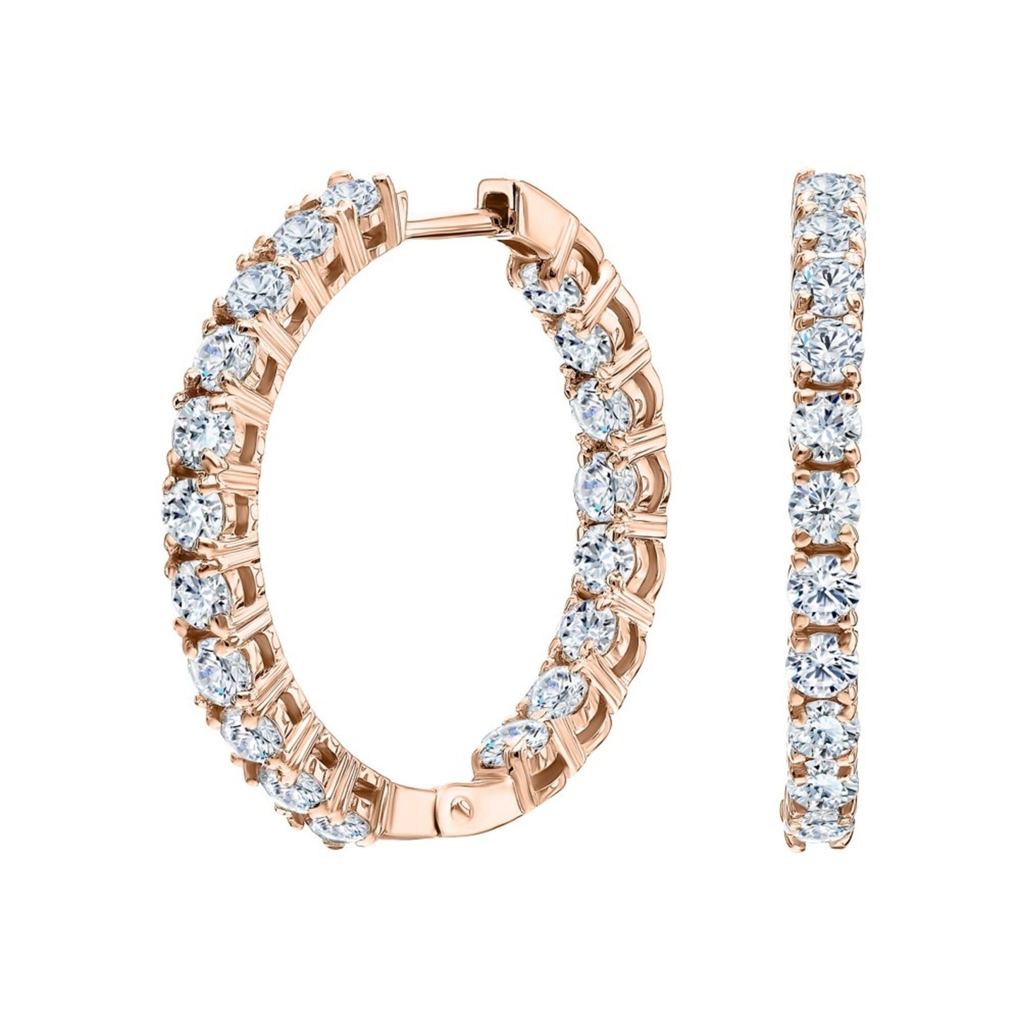 14k Gold Inside out Diamond Hoops Cushionblue