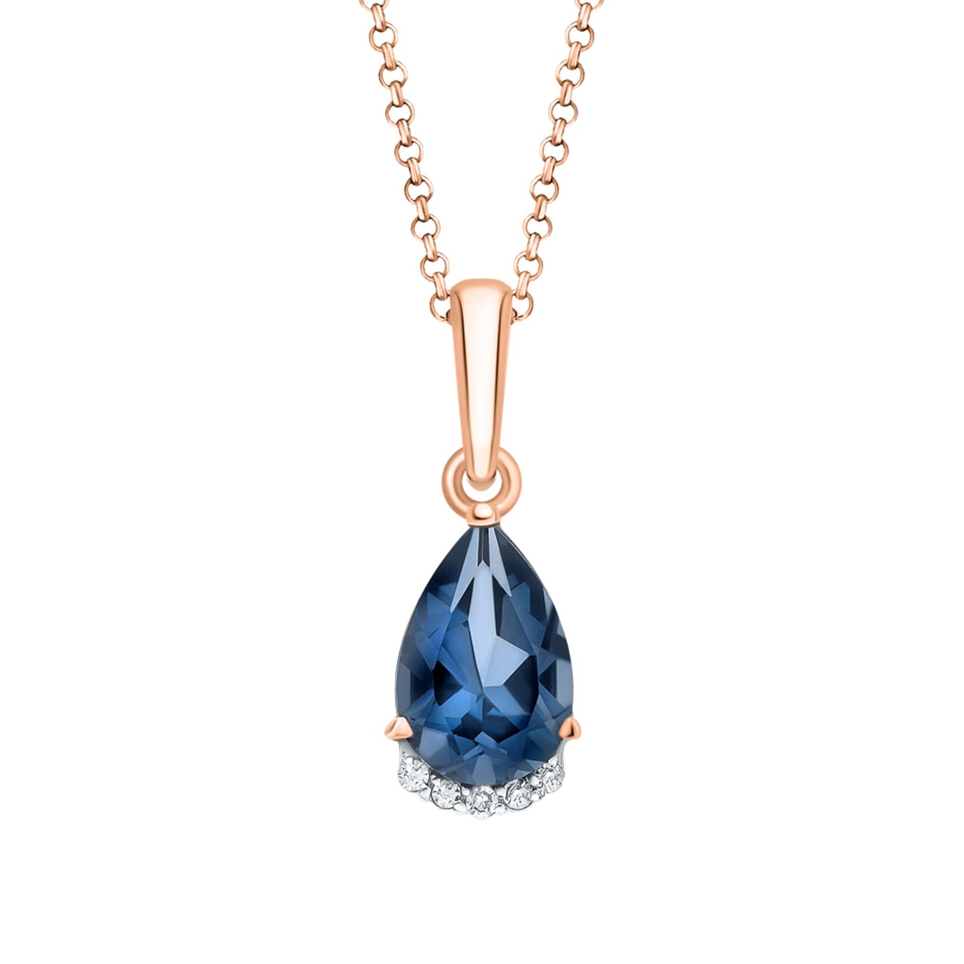 14K Gold Amethyst Teardrop Diamond Necklace,Pear Purple Amethyst Pendant. Cushionblue