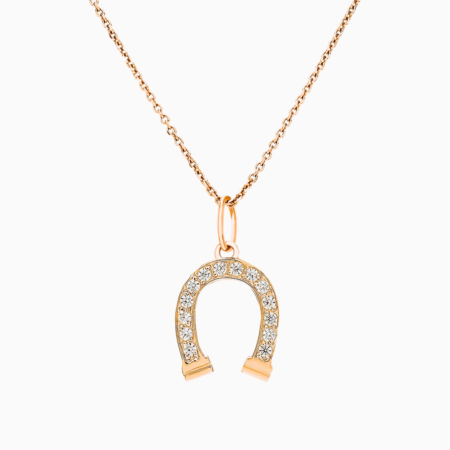 14K Solid Gold Diamond Horseshoe Necklace Cushionblue