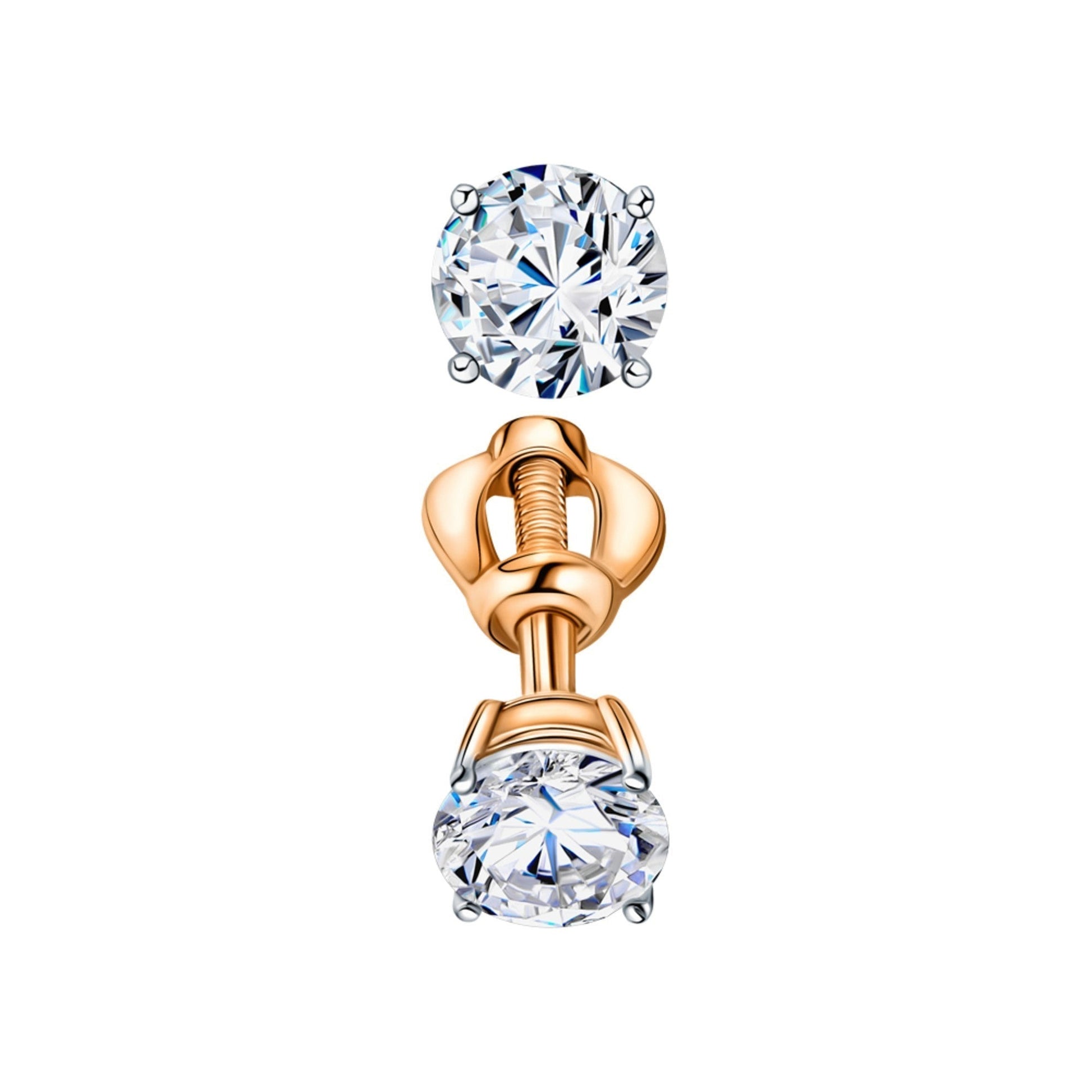14K Solid Gold Stud Earring Solitaire Earring. Cushionblue