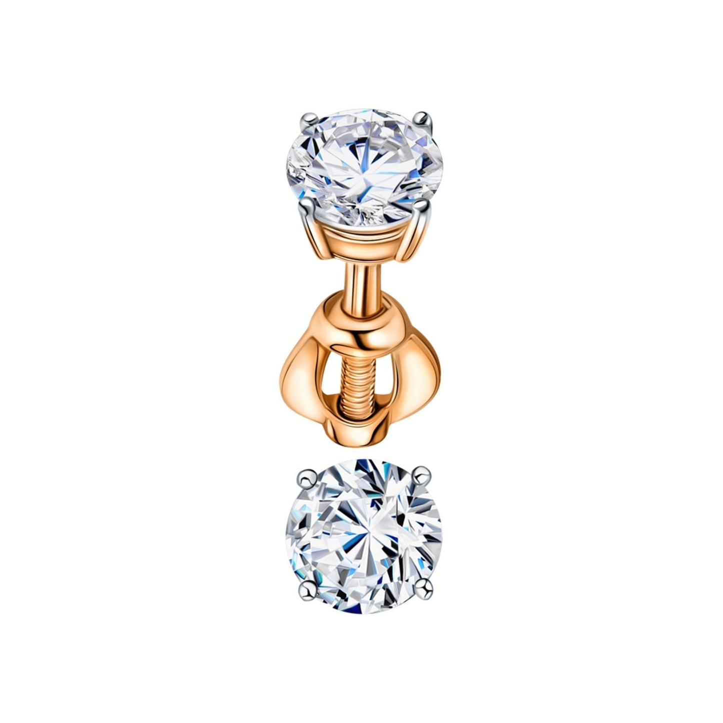 14K Solid Gold Stud Earring Solitaire Earring. Cushionblue