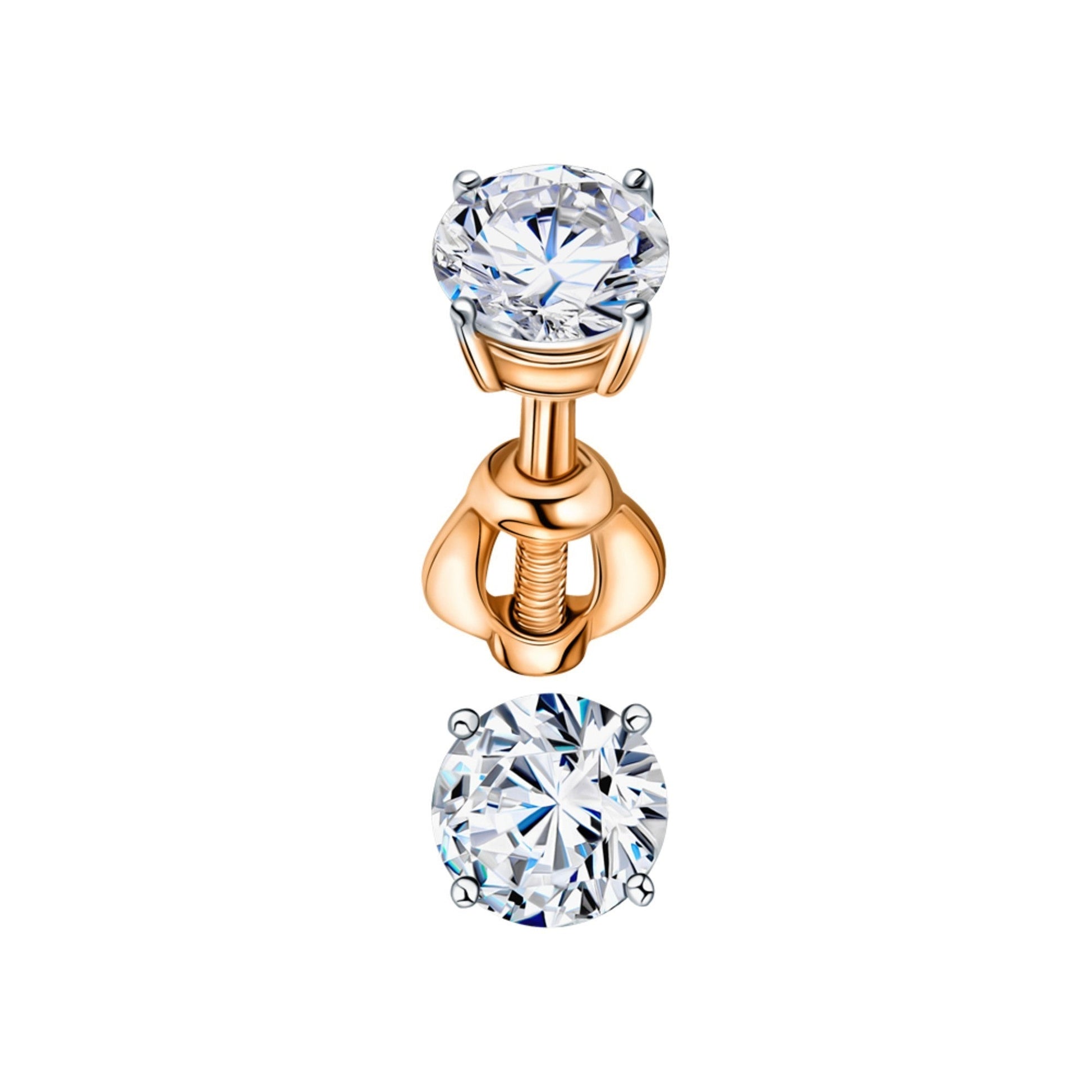 14K Solid Gold Stud Earring Solitaire Earring. Cushionblue