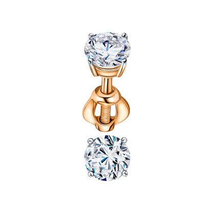 14K Solid Gold Stud Earring Solitaire Earring. Cushionblue