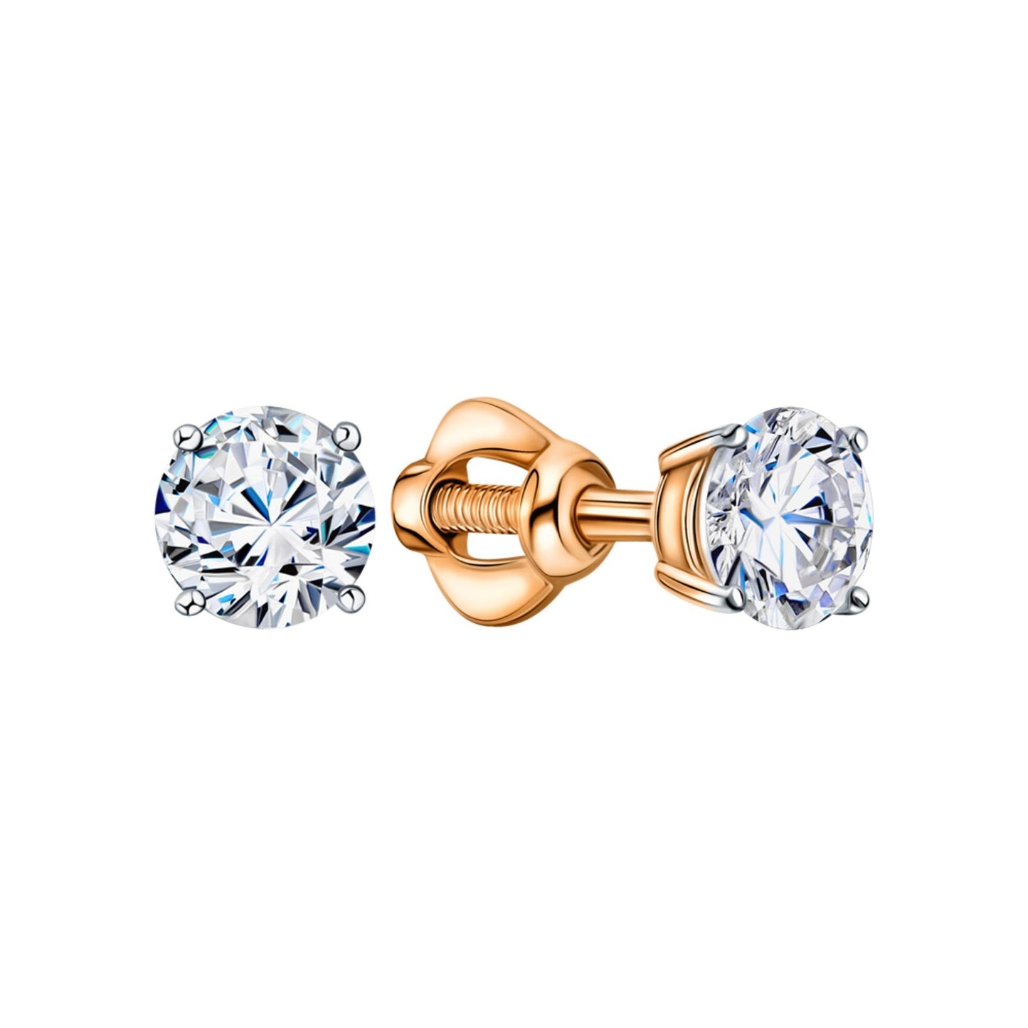 14K Solid Gold Stud Earring Solitaire Earring. Cushionblue