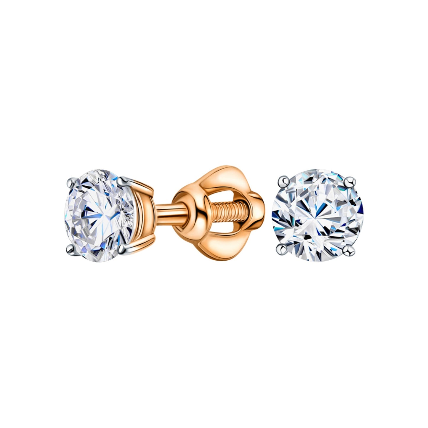 14K Solid Gold Stud Earring Solitaire Earring. Cushionblue
