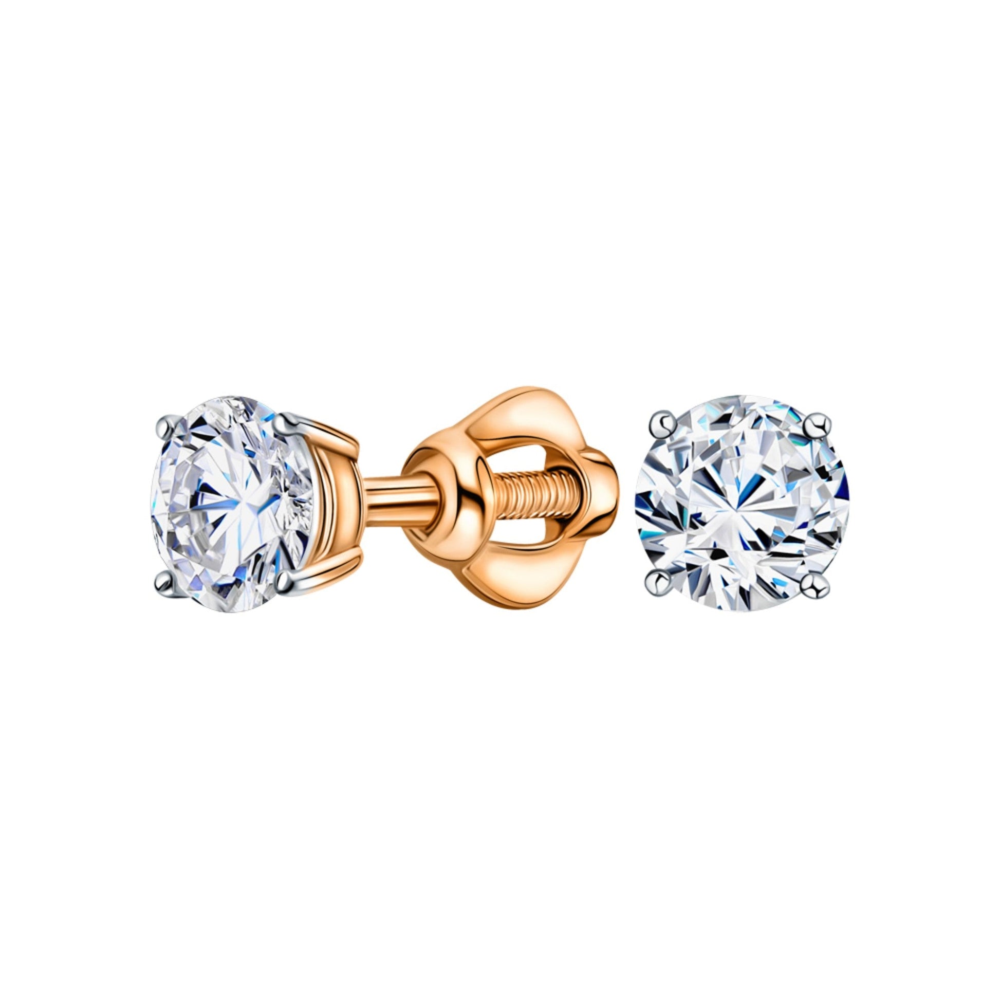 14K Solid Gold Stud Earring Solitaire Earring. Cushionblue