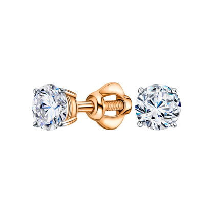 14K Solid Gold Stud Earring Solitaire Earring. Cushionblue