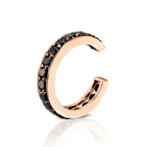 14K Solid Gold Black Diamond Ear Cuff Cushionblue