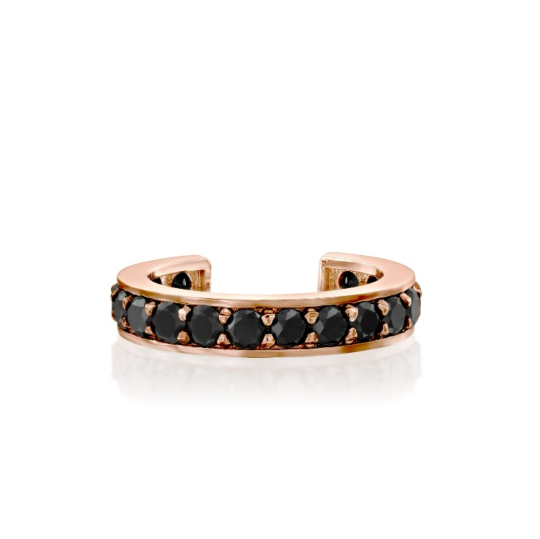 14K Solid Gold Black Diamond Ear Cuff Cushionblue