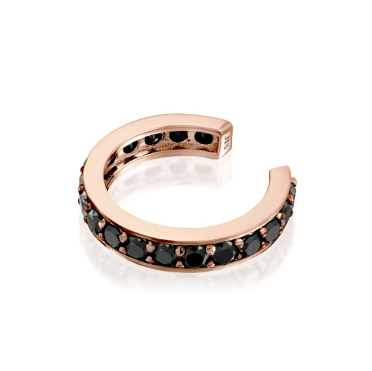 14K Solid Gold Black Diamond Ear Cuff Cushionblue