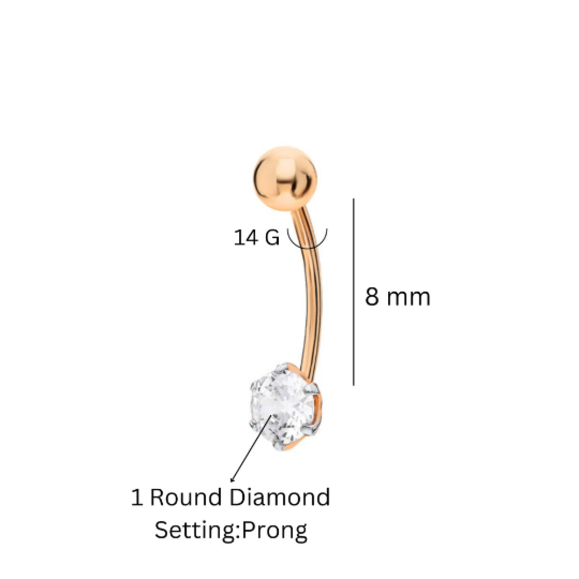 14k Gold Navel Belly Button Ring, Curved Floating Navel Ring, Dainty Small Belly Ring. Cushionblue