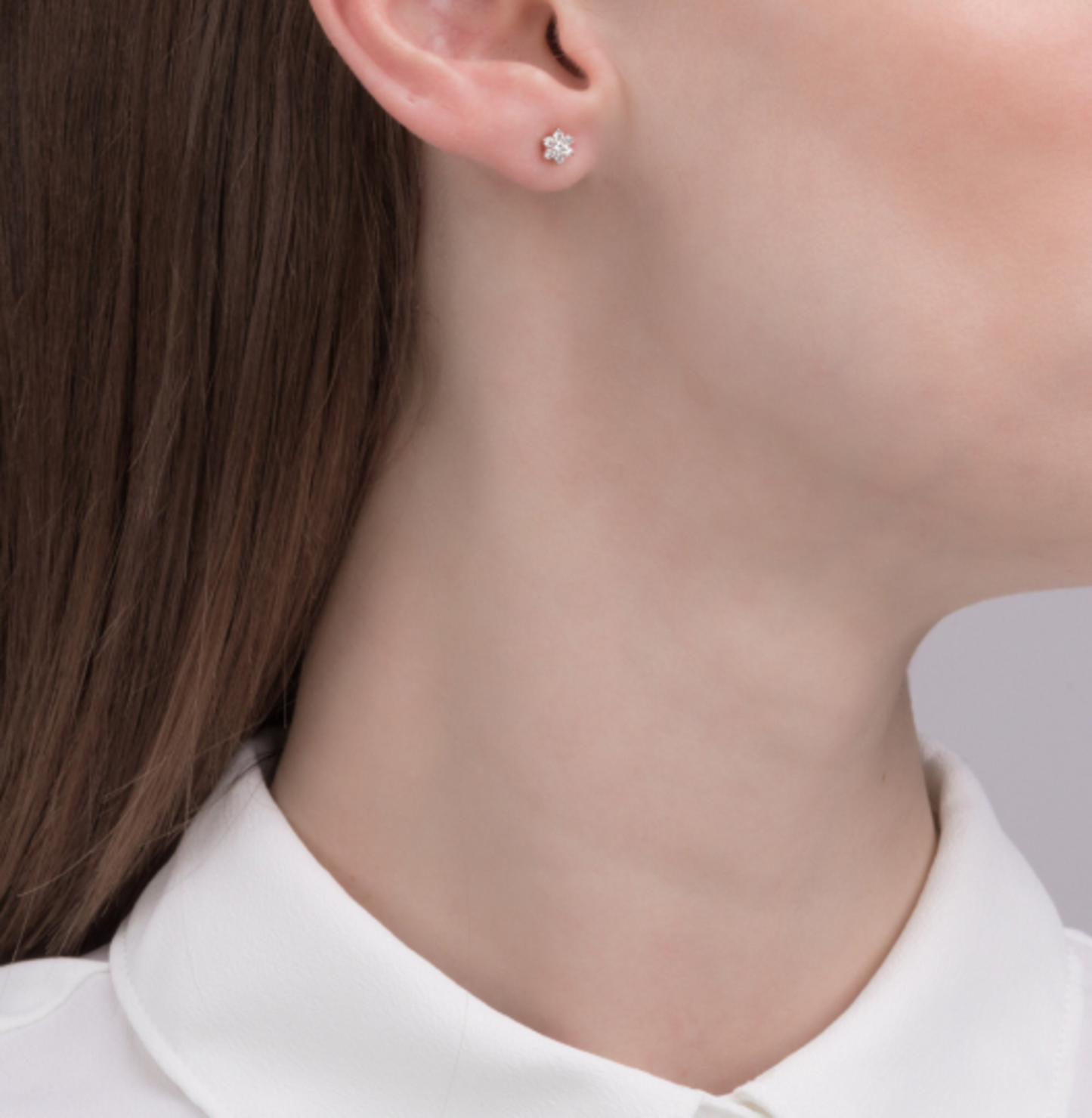 14K Solid Gold Flower Leaf Earring, Floral Cartilage Helix Piercing, Dainty Tree Branch. Cushionblue