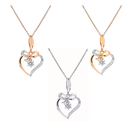 14k Gold Diamond Heart Charm Pendant,Heart Diamond Pendant,Personalized Necklace. Cushionblue