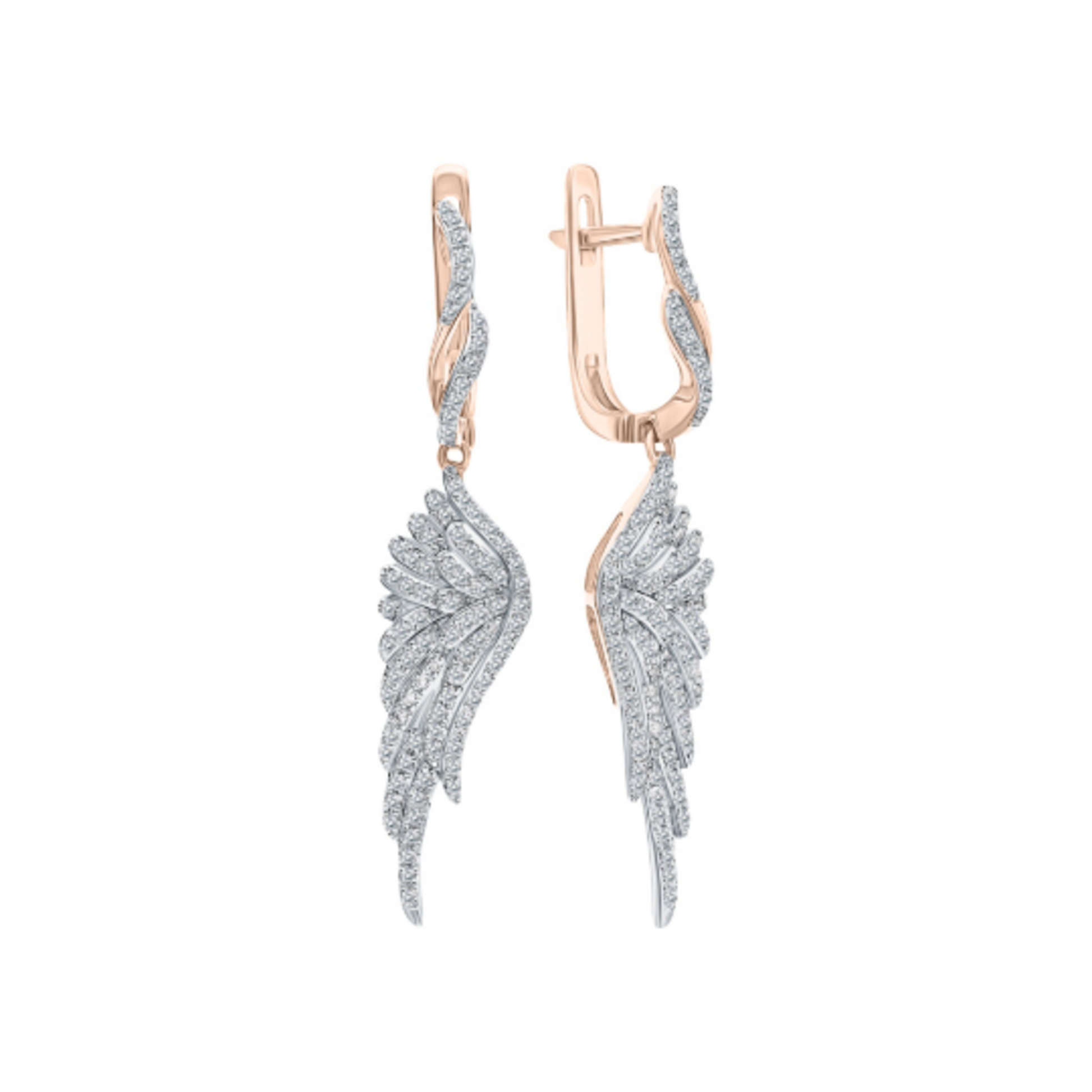 14k Gold Hoop Earring Feather Drop Dangle Earring. Cushionblue