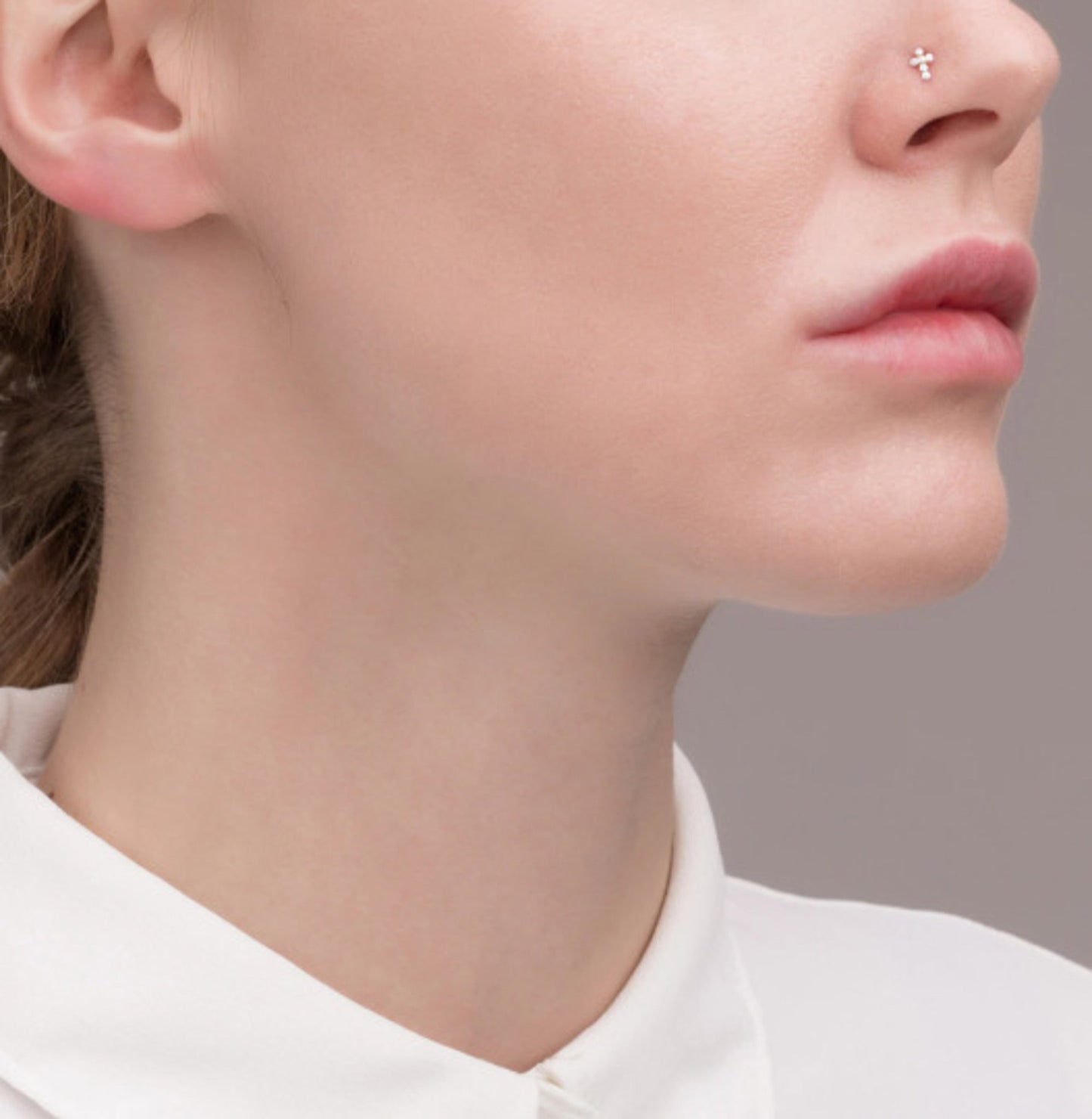 14k Solid Gold Diamond Cross Nose Ring•20G Cross Nose Stud Piercing•Dainty Stud Piercing Cushionblue