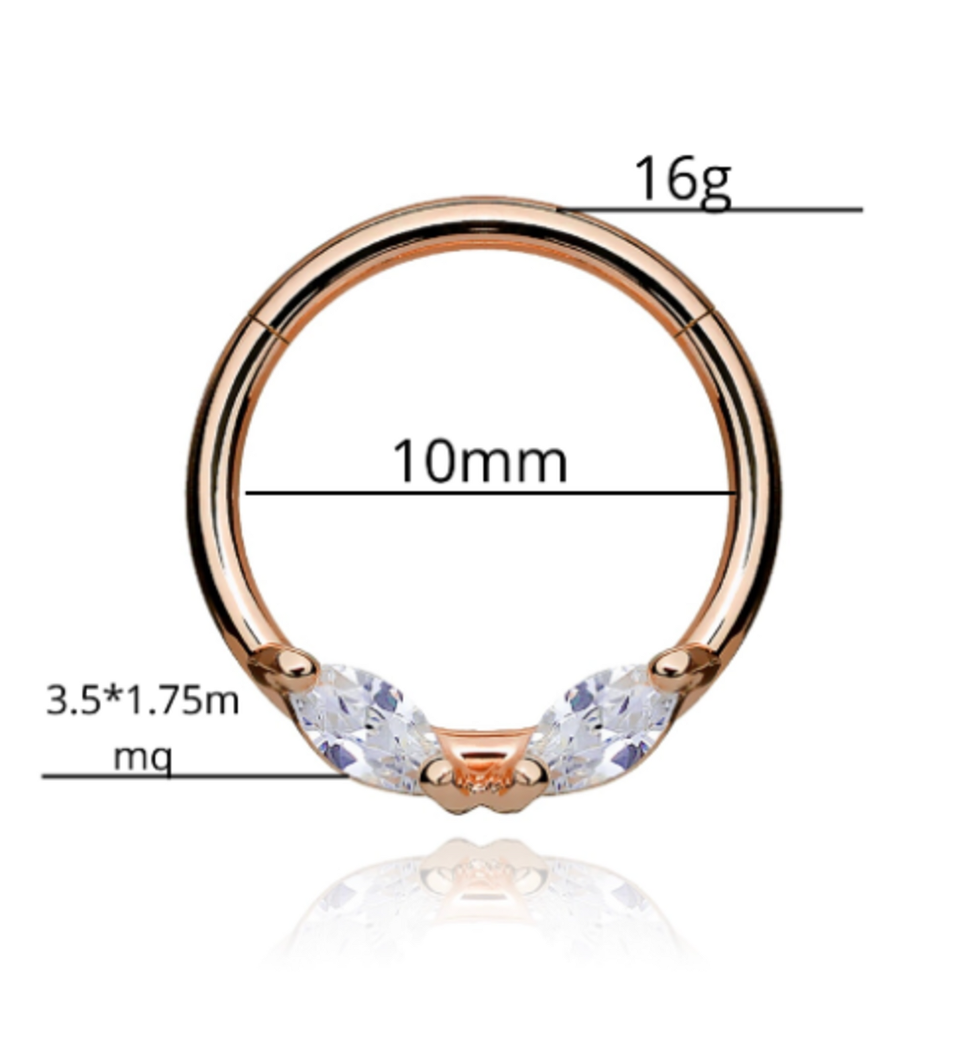 14k Gold Cluster Clicker Hoop, Helix Daith Marquise (0.20ct)Tragus Cartilage Septum Ring. Cushionblue