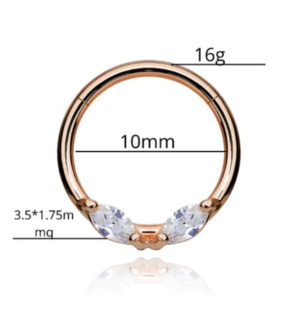 14k Gold Cluster Clicker Hoop, Helix Daith Marquise (0.20ct)Tragus Cartilage Septum Ring. Cushionblue