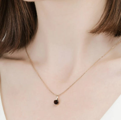 Tanzanite Heart Pendant, 14K Gold Tanzanite Necklace, Red Garnet Heart Pendant. Cushionblue