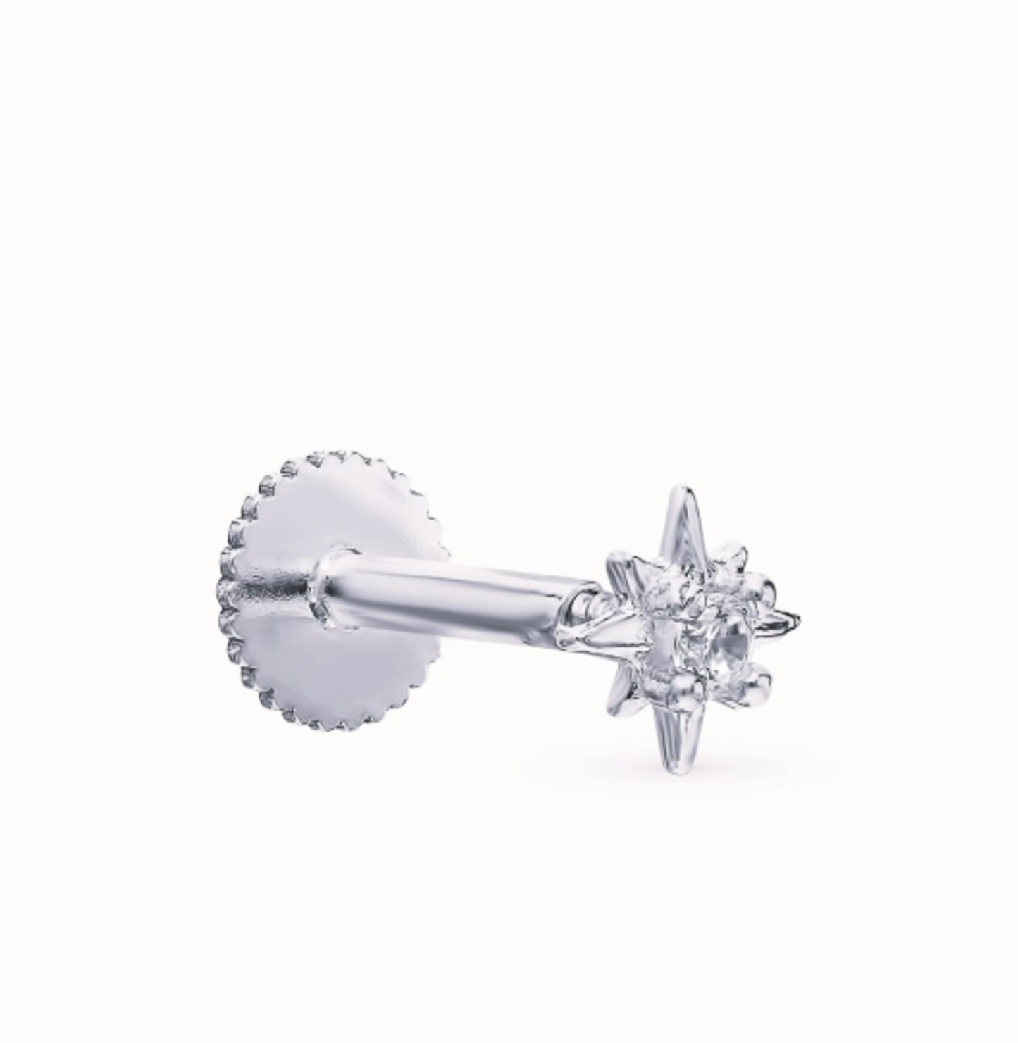14k Gold Celestial Cartilage Earring North Star Diamond Tragus Piercing/Helix Piercing. Cushionblue