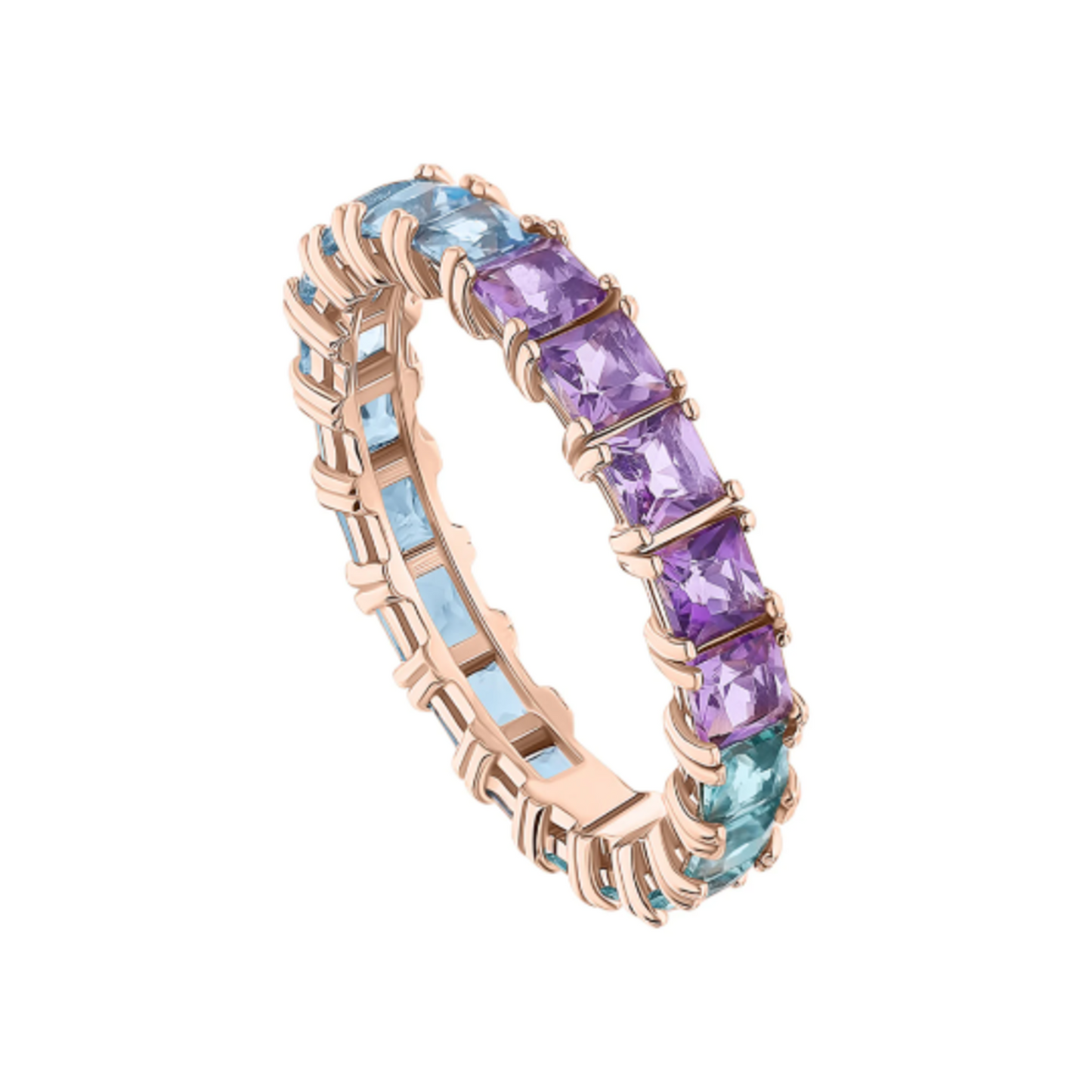 Eternity Rainbow Sapphire Ring Cushionblue