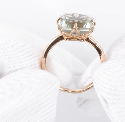 14k Gold Gemstone Statement Ring Cushionblue