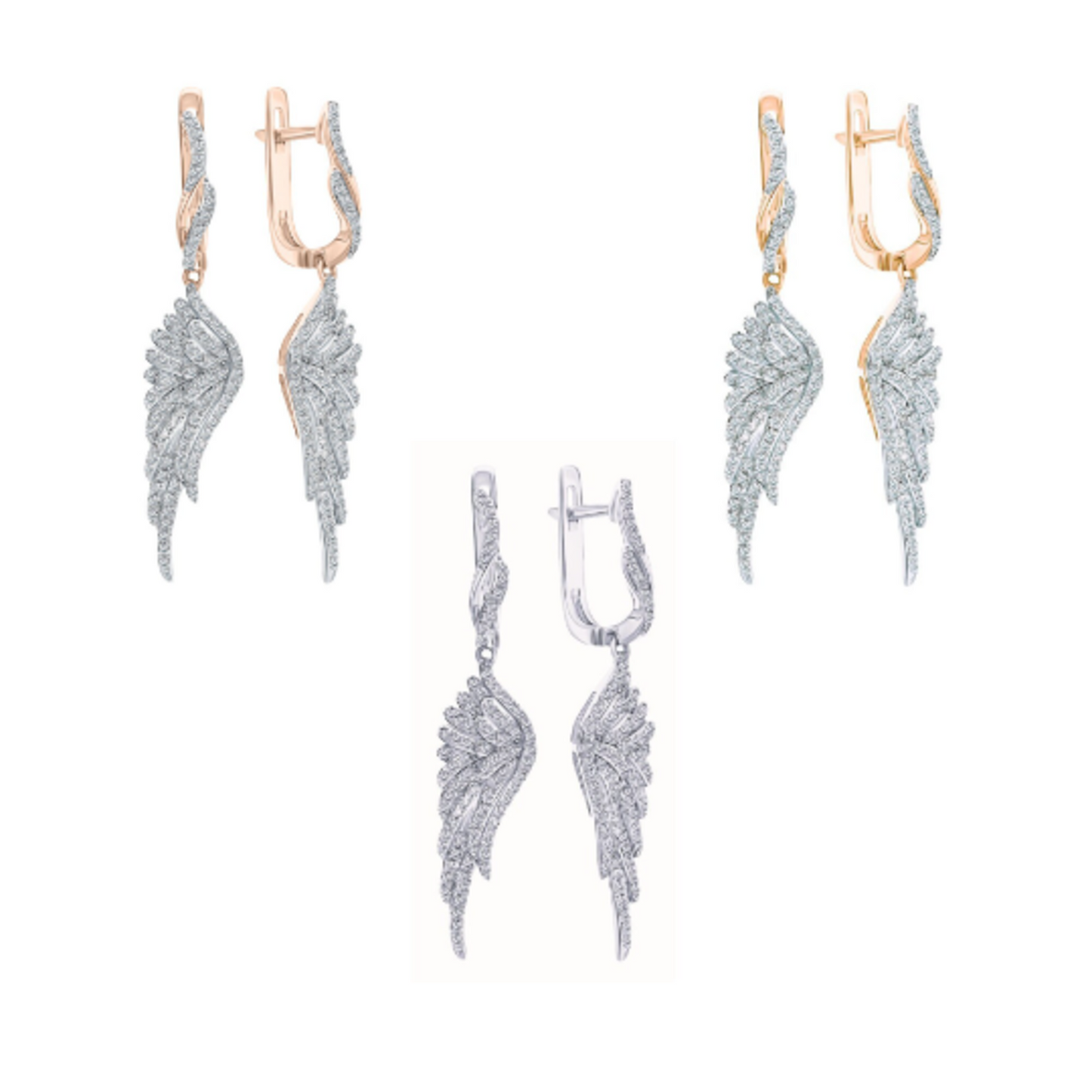14k Gold Hoop Earring Feather Drop Dangle Earring. Cushionblue
