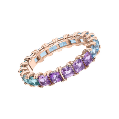 Eternity Rainbow Sapphire Ring Cushionblue