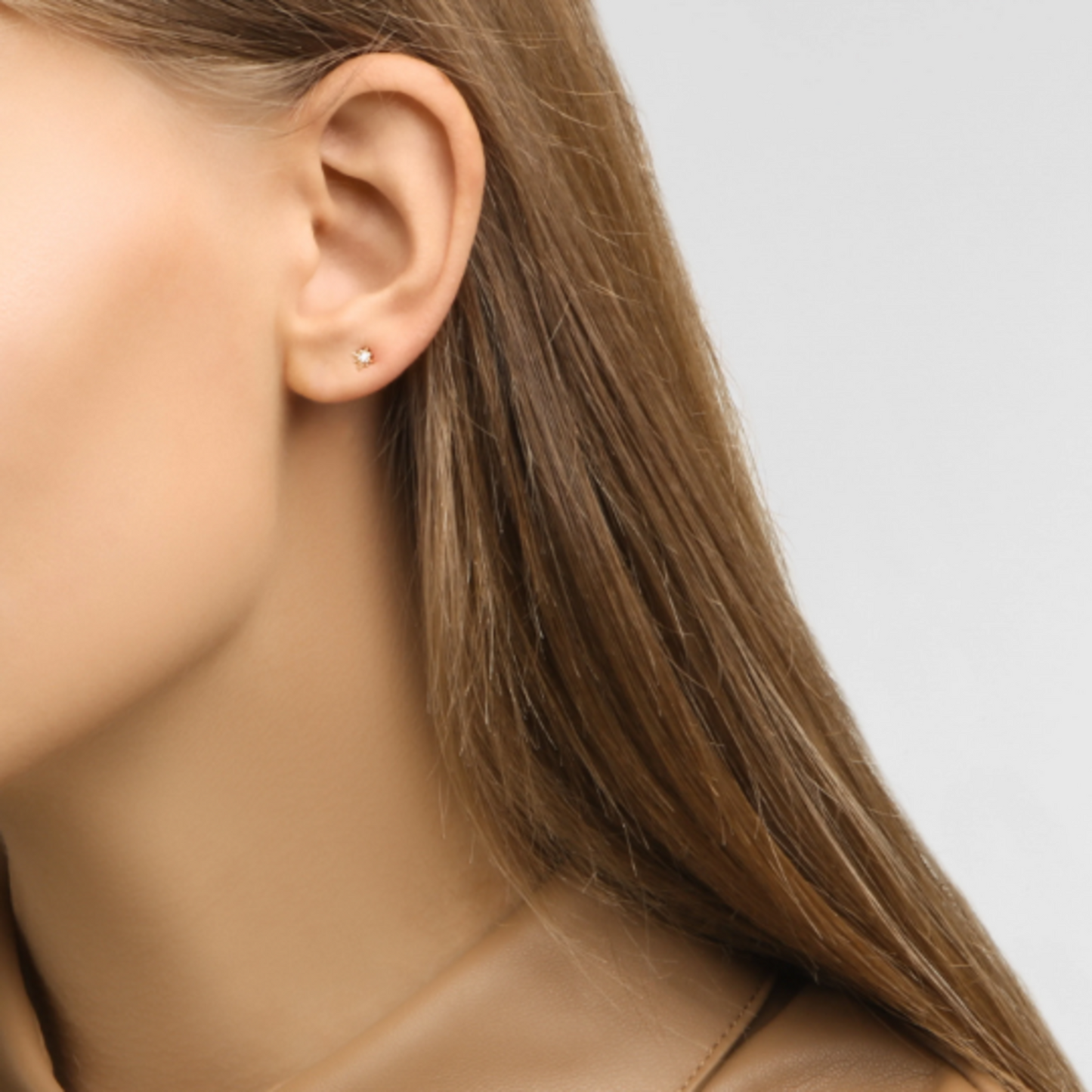14k Gold Celestial Cartilage Earring North Star Diamond Tragus Piercing/Helix Piercing. Cushionblue