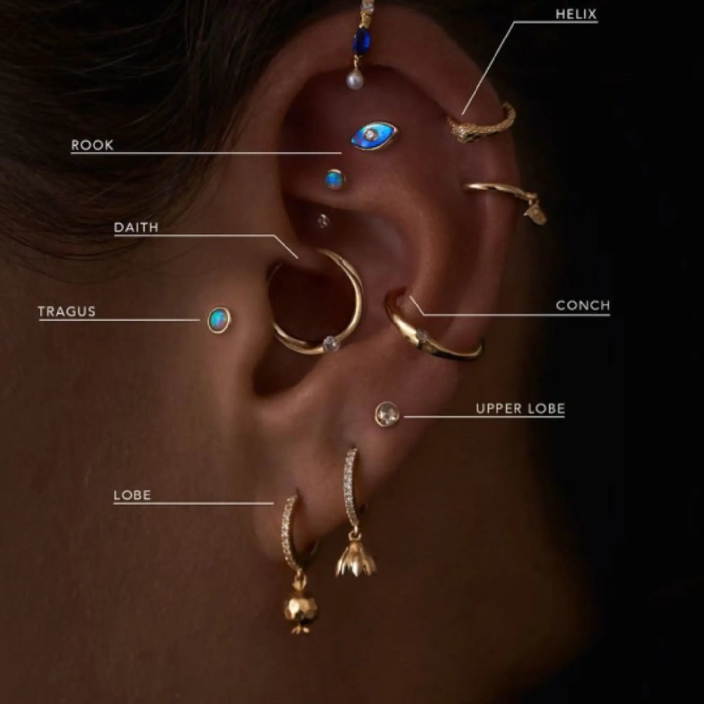 Cluster Helix Piercing Cushionblue