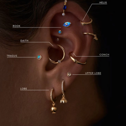 14K Gold Shine Hoop,Septum Conch Ring, Ear Clicker, Diamond (0.16ct). Cushionblue