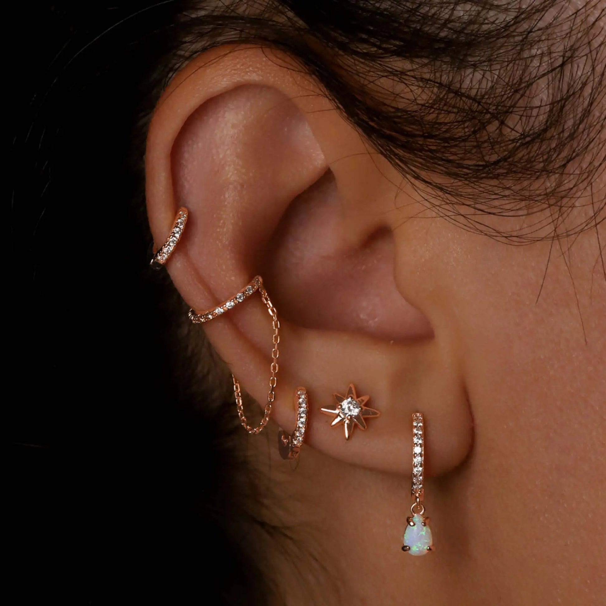 Diamond Star Stud Earrings Cushionblue