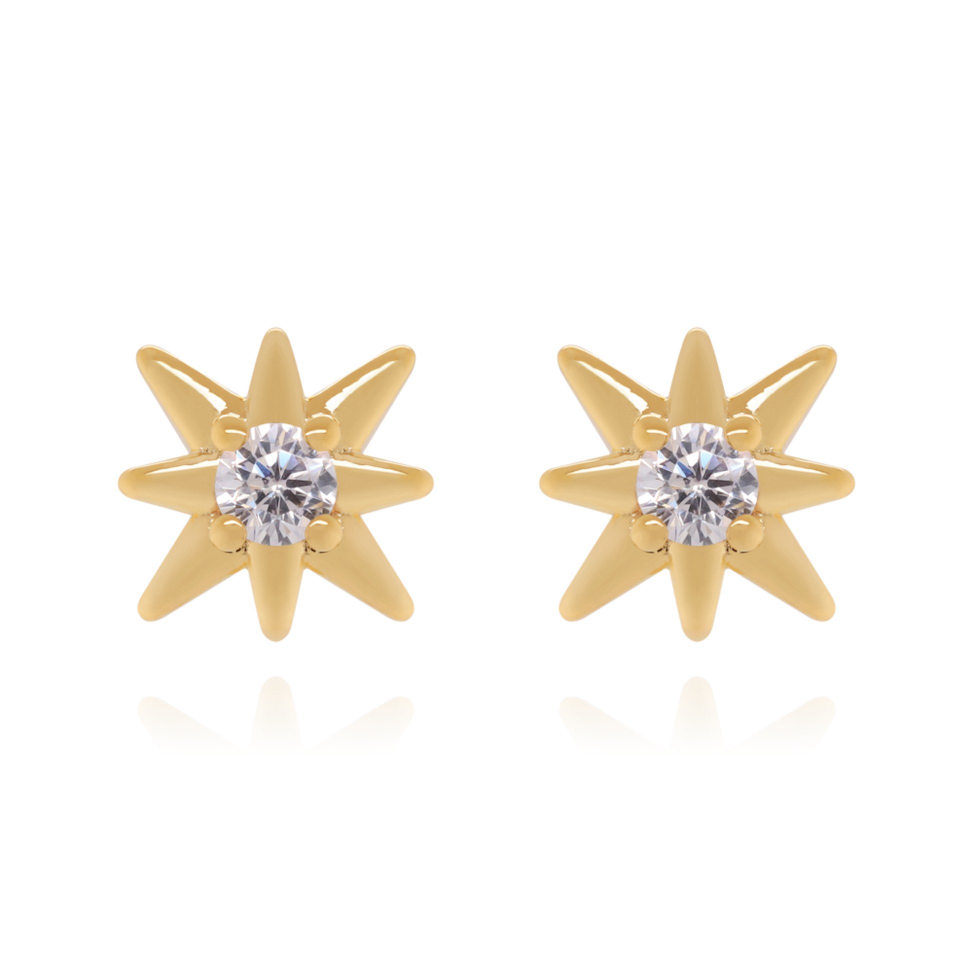 14K Solid Gold Diamond Star Stud Earrings (0.12ct) North Star Earrings/Minimalist Earrings. Cushionblue