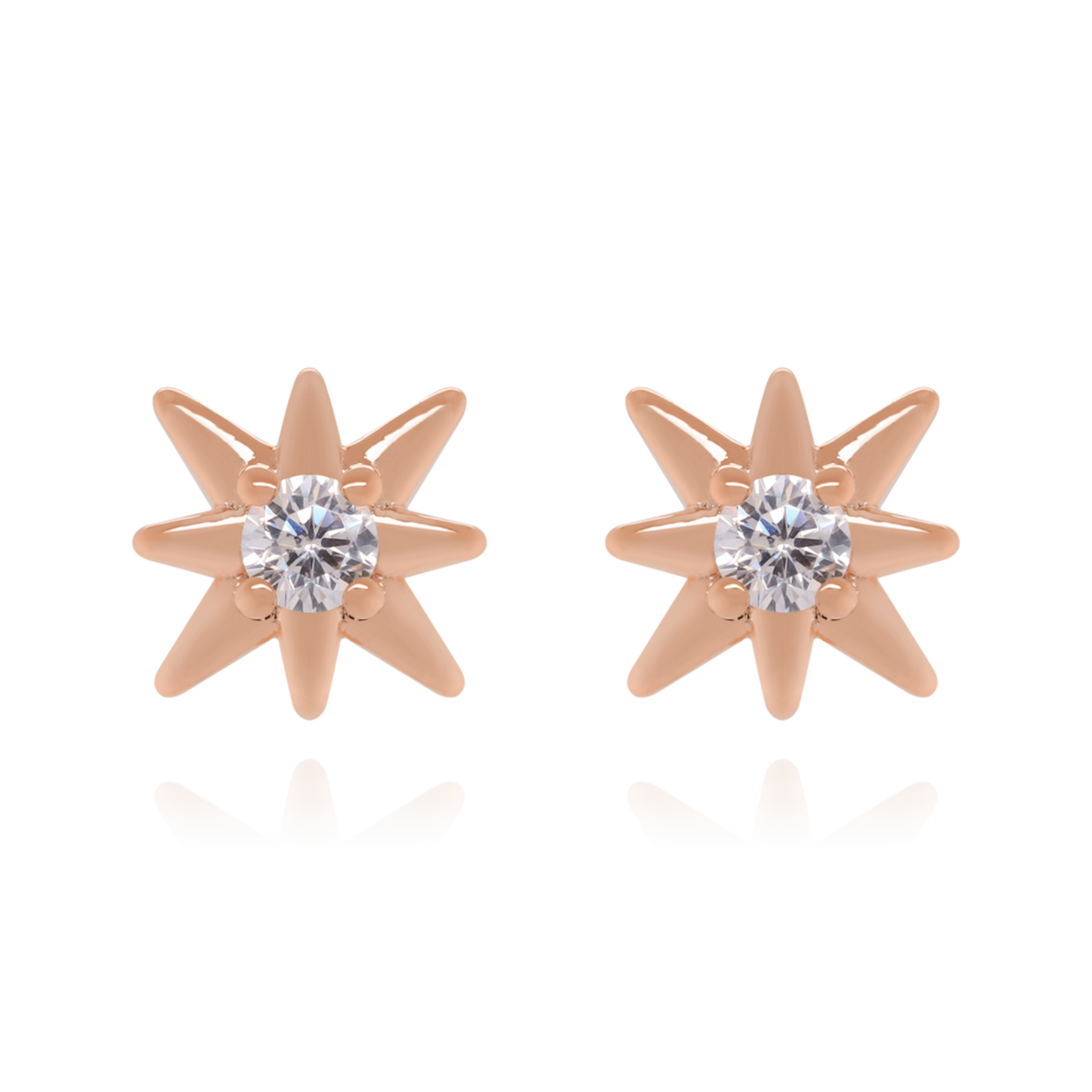 14K Solid Gold Diamond Star Stud Earrings (0.12ct) North Star Earrings/Minimalist Earrings. Cushionblue