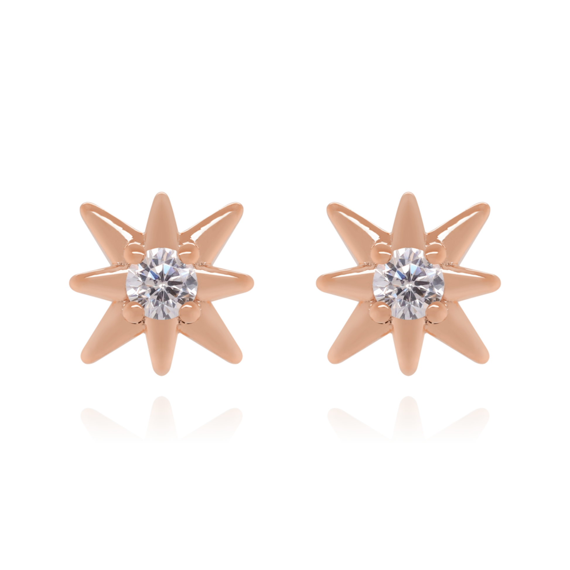 14K Solid Gold Diamond Star Stud Earrings (0.12ct) North Star Earrings/Minimalist Earrings. Cushionblue