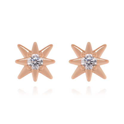 14K Solid Gold Diamond Star Stud Earrings (0.12ct) North Star Earrings/Minimalist Earrings. Cushionblue