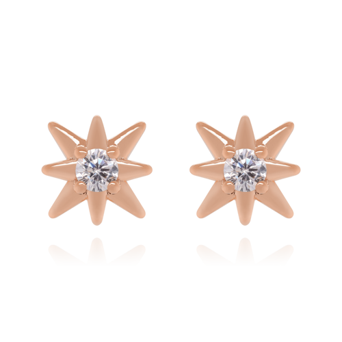 14K Solid Gold Diamond Star Stud Earrings (0.12ct) North Star Earrings/Minimalist Earrings. Cushionblue