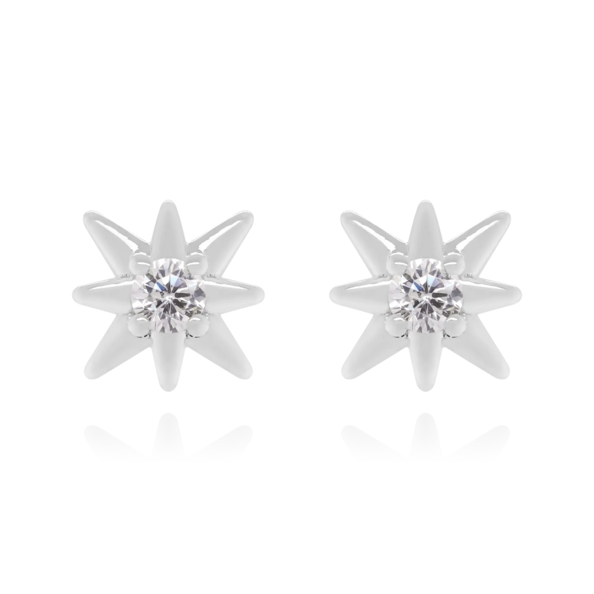 Diamond Star Stud Earrings Cushionblue