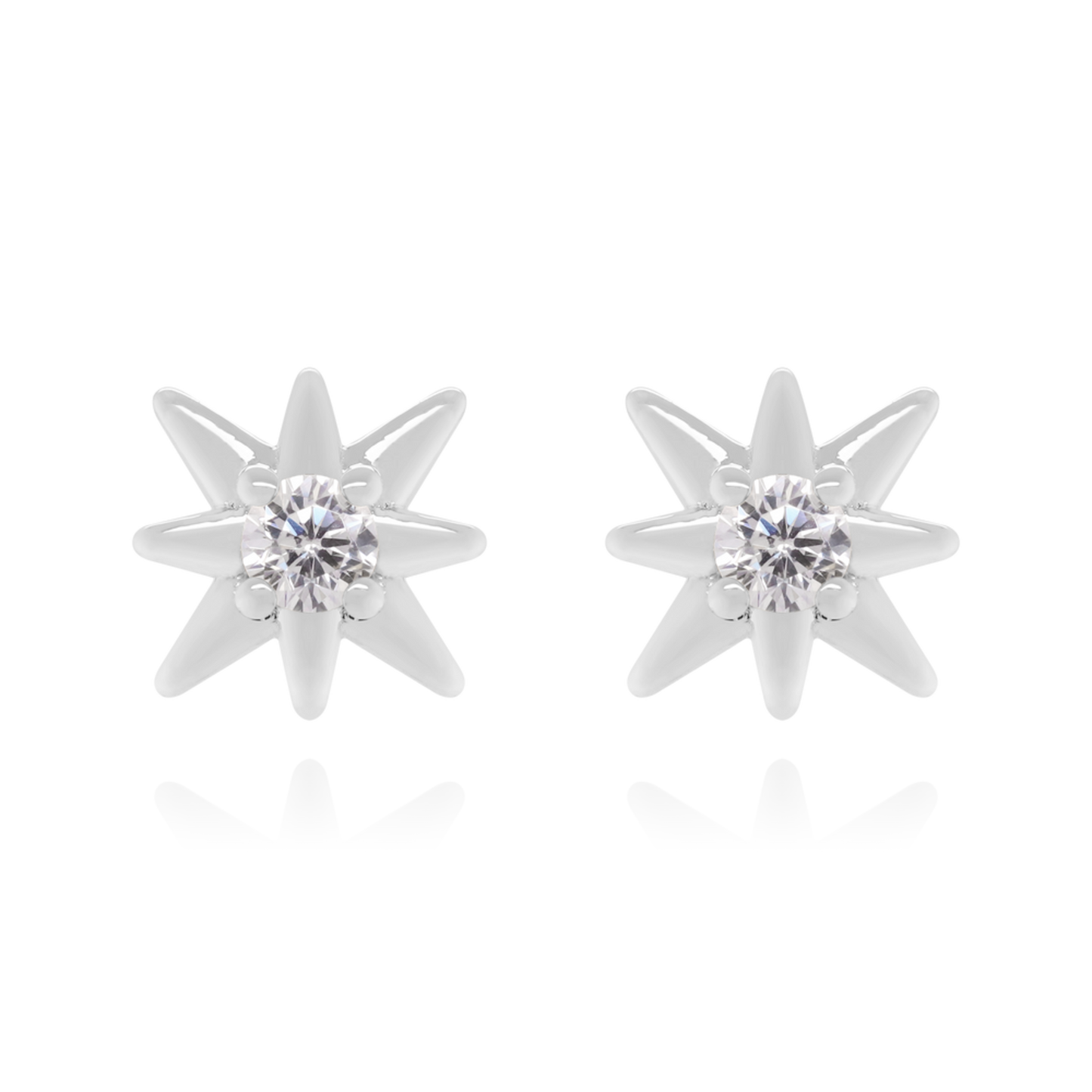 14K Solid Gold Diamond Star Stud Earrings (0.12ct) North Star Earrings/Minimalist Earrings. Cushionblue