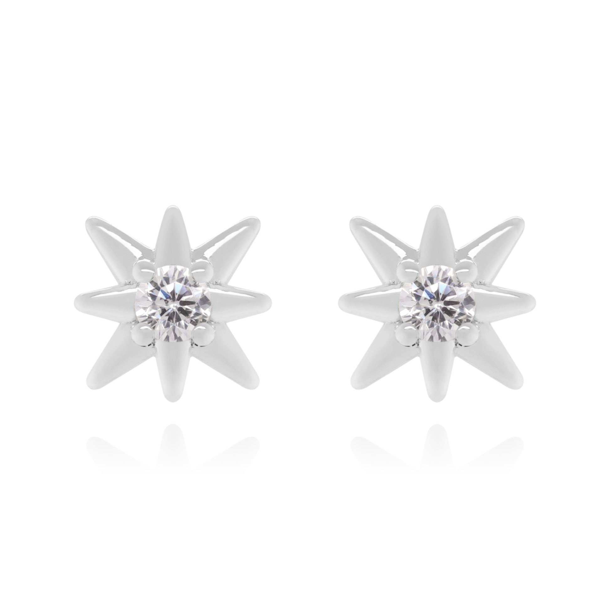 14K Solid Gold Diamond Star Stud Earrings (0.12ct) North Star Earrings/Minimalist Earrings. Cushionblue