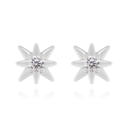 14K Solid Gold Diamond Star Stud Earrings (0.12ct) North Star Earrings/Minimalist Earrings. Cushionblue